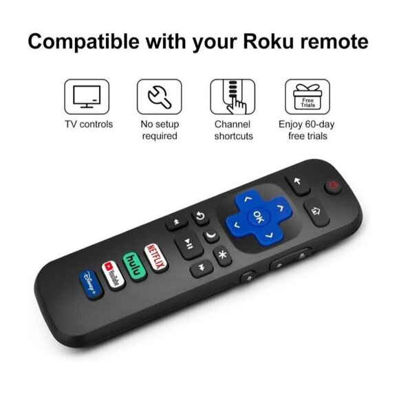 Replacement Remote Control for Roku TV All TCL Hisense Series Smart TVs, 2 Pack - Picture 2 of 8